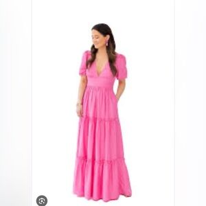 Sail to Sable HIBISCUS AVA V-NECK PUFF SLEEVE MAXI DRESS  size xl